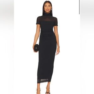 Amanda Uprichard Elegant Black Midi Mesh Dress